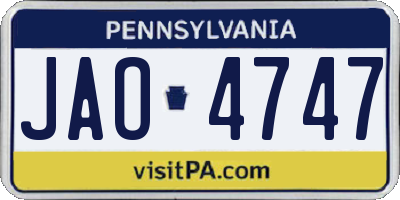 PA license plate JAO4747