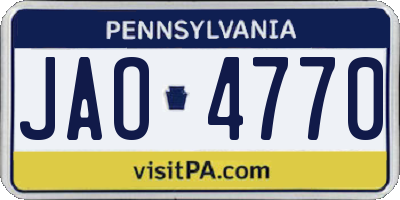 PA license plate JAO4770