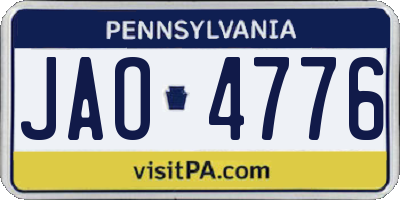 PA license plate JAO4776