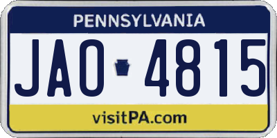 PA license plate JAO4815