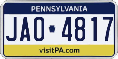 PA license plate JAO4817