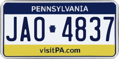 PA license plate JAO4837