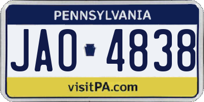 PA license plate JAO4838