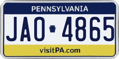 PA license plate JAO4865