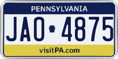PA license plate JAO4875