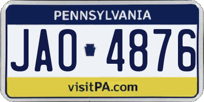 PA license plate JAO4876