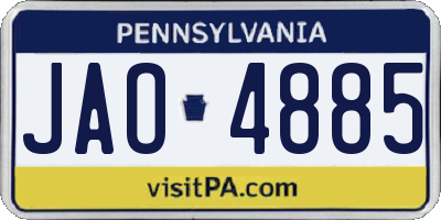 PA license plate JAO4885