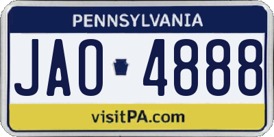 PA license plate JAO4888