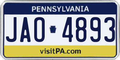 PA license plate JAO4893
