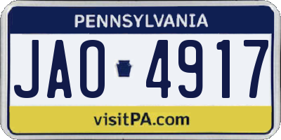 PA license plate JAO4917