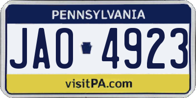 PA license plate JAO4923