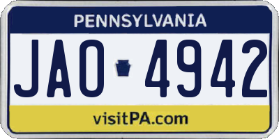 PA license plate JAO4942
