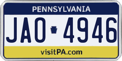 PA license plate JAO4946