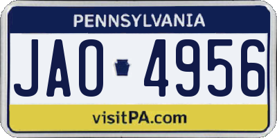 PA license plate JAO4956