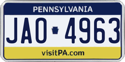 PA license plate JAO4963