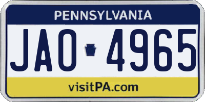 PA license plate JAO4965