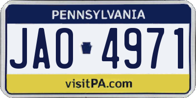 PA license plate JAO4971