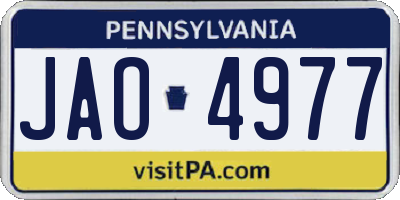 PA license plate JAO4977