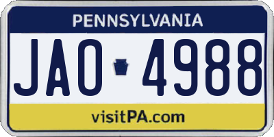 PA license plate JAO4988