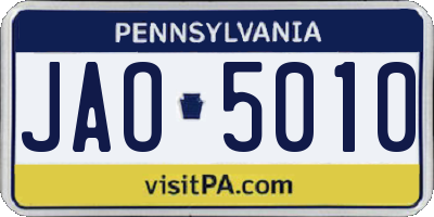 PA license plate JAO5010