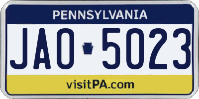 PA license plate JAO5023