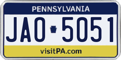 PA license plate JAO5051