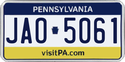PA license plate JAO5061