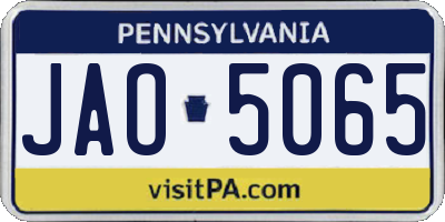 PA license plate JAO5065