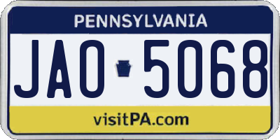 PA license plate JAO5068