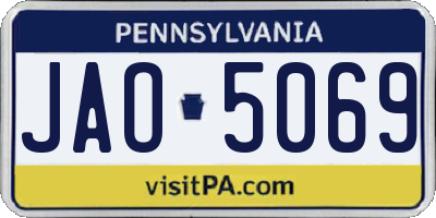 PA license plate JAO5069