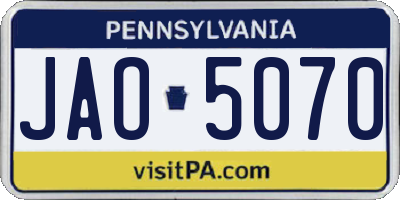 PA license plate JAO5070