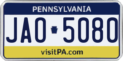 PA license plate JAO5080
