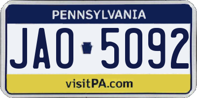 PA license plate JAO5092