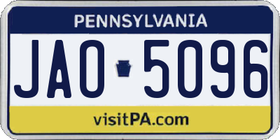 PA license plate JAO5096