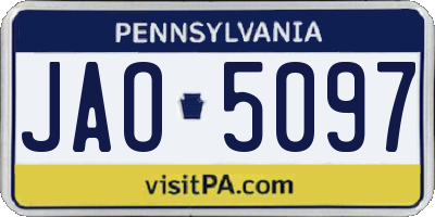 PA license plate JAO5097