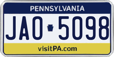 PA license plate JAO5098