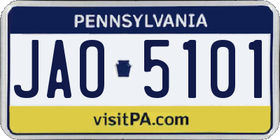 PA license plate JAO5101