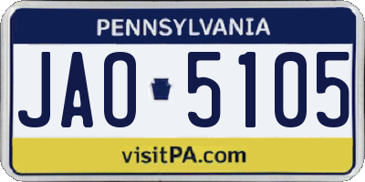 PA license plate JAO5105