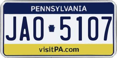 PA license plate JAO5107