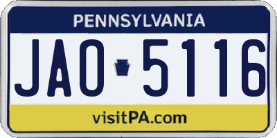 PA license plate JAO5116