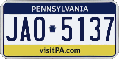 PA license plate JAO5137