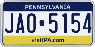 PA license plate JAO5154