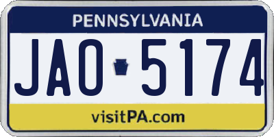 PA license plate JAO5174