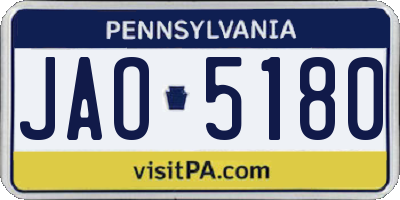 PA license plate JAO5180