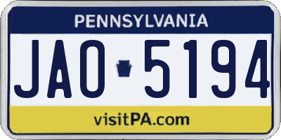 PA license plate JAO5194