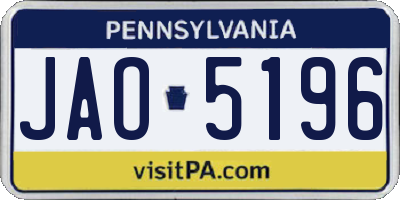 PA license plate JAO5196