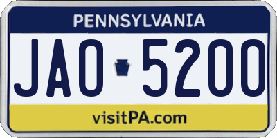 PA license plate JAO5200