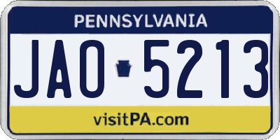 PA license plate JAO5213