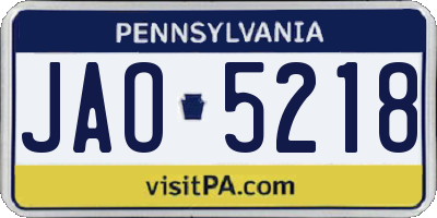PA license plate JAO5218