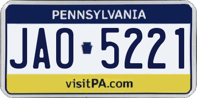 PA license plate JAO5221